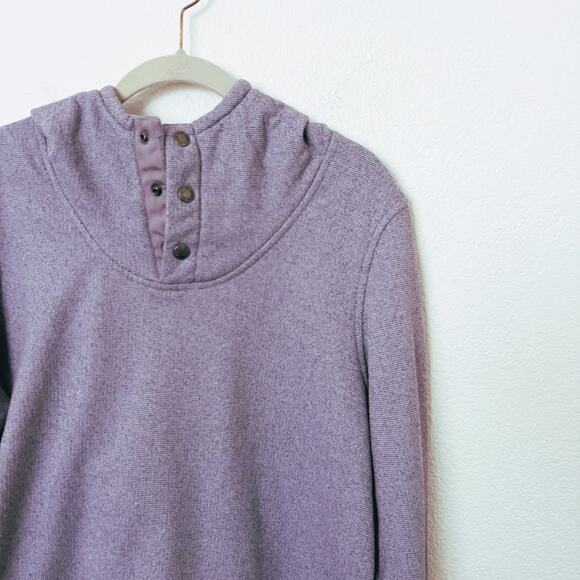 [The North Face] Purple Knit Stitch Fleece Hoodie Snap Button Mock Neck Sz Large - Picture 5 of 12